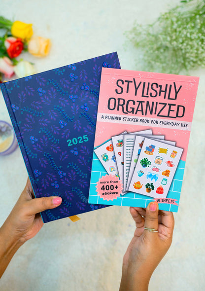 2025 Hardbound Planner + Stylishly Organized Sticker book