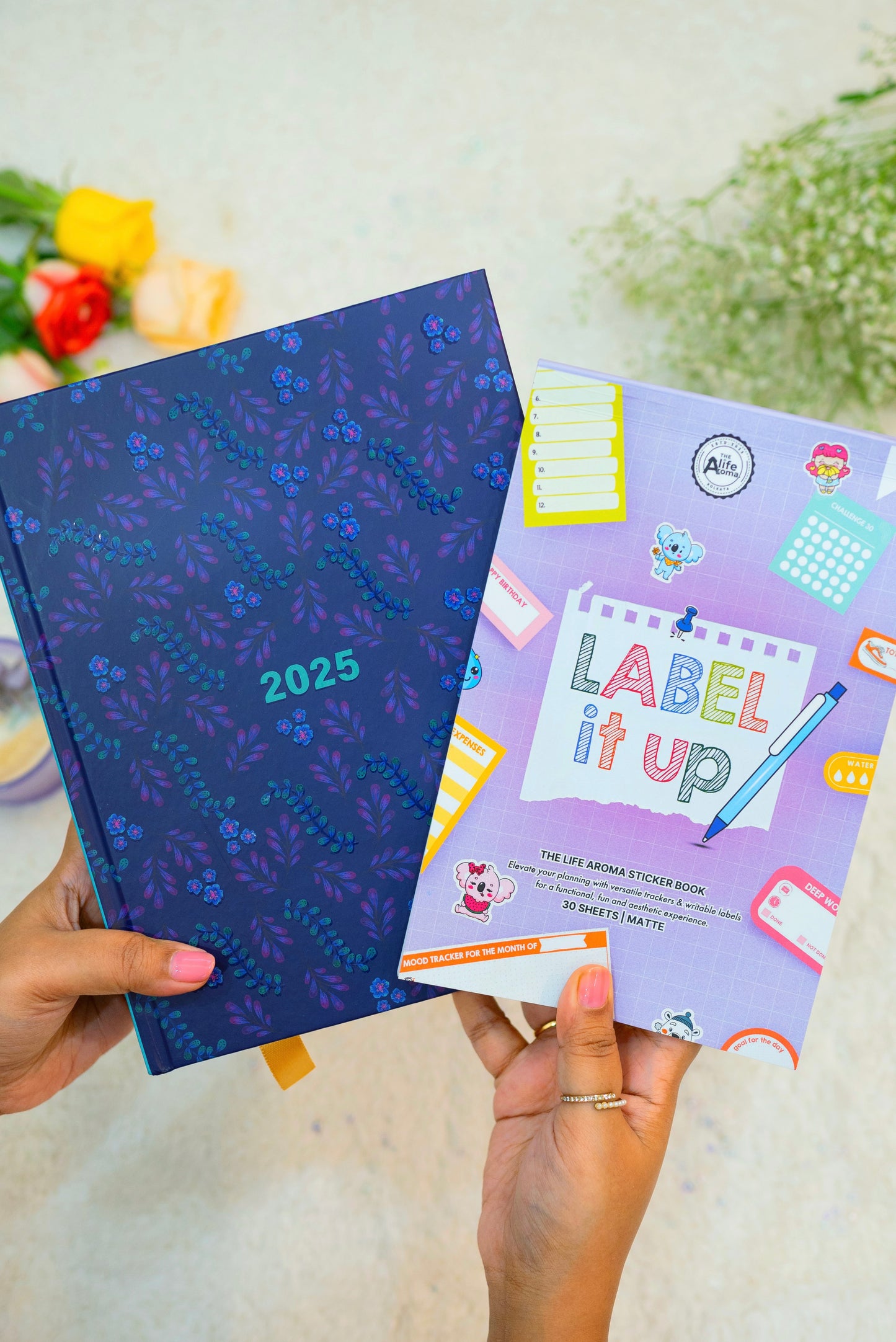 2025 Hardbound Planner + Label It Up Functional Sticker book (Matte)