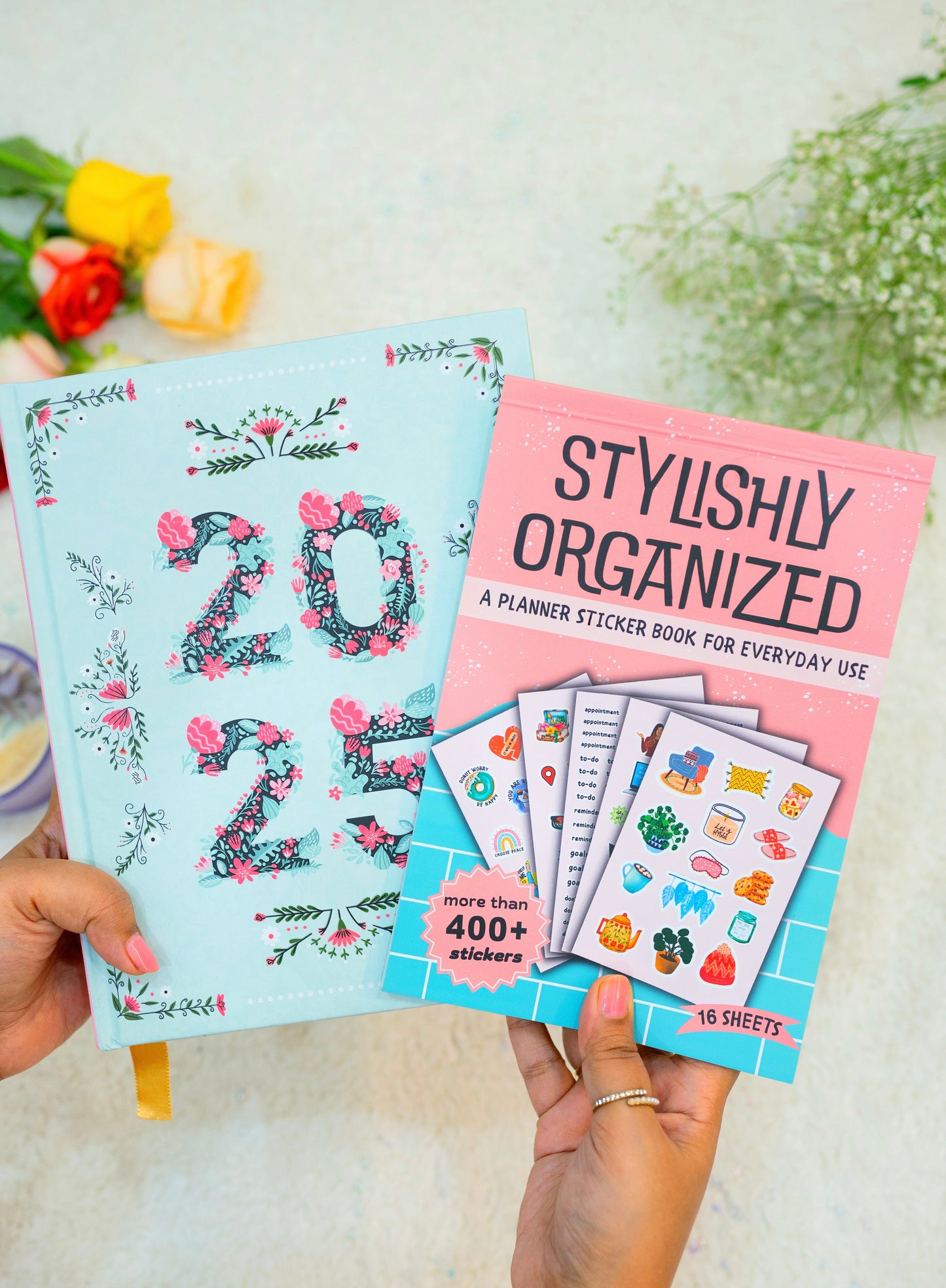 2025 Hardbound Planner + Stylishly Organized Sticker book